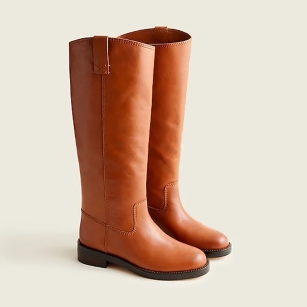 J Crew Genuine Leather Classic Tan Knee-High Riding Boots